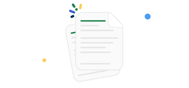 Illustration of two overlapped documents with colored lines and dots, symbolizing organized information or digital documents.